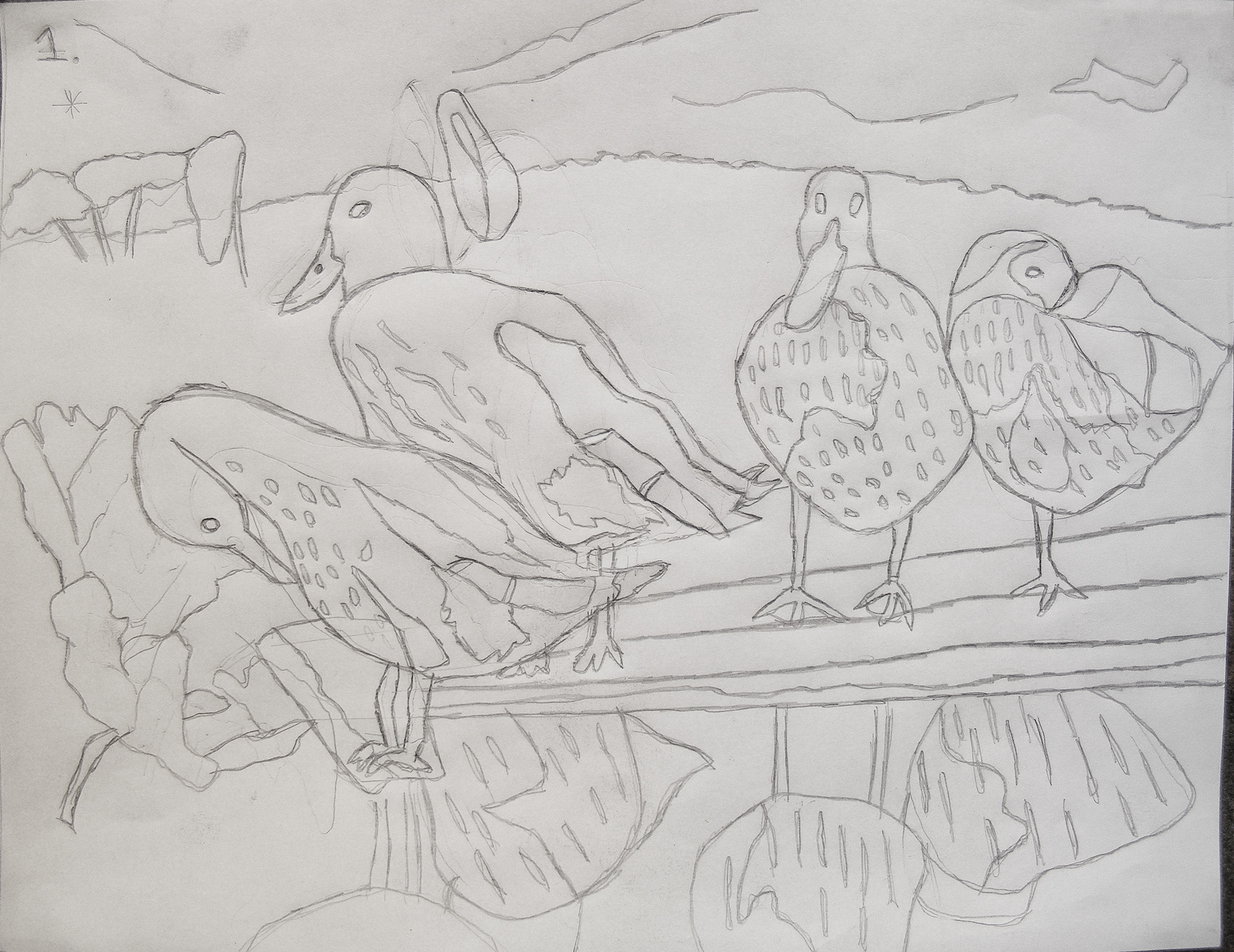ducks_on_alog_drawing